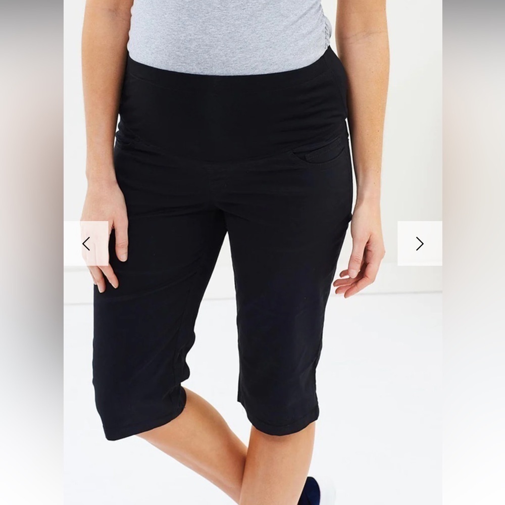 NWT Angel Maternity Knee Length Comfortable Cotton Shorts in Black